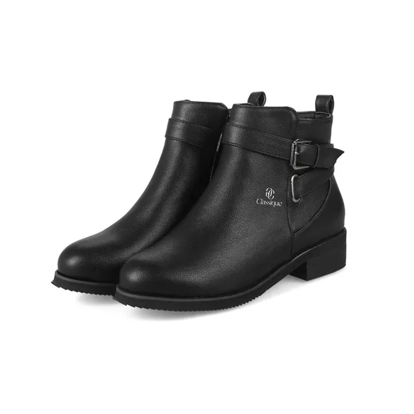 Prince Buckle Ankle Boots - Black